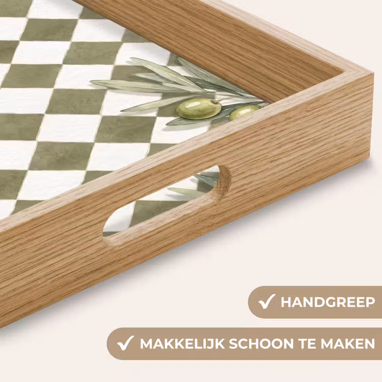 Plant - Olijftakken - Waterverf - Mediterraan - Groen Dienblad Rechthoek middel -USP_HandgreepNL