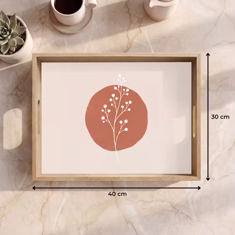 Plant - Tak - Abstract - Modern - Wit Dienblad Rechthoek middel -USP_Formaat