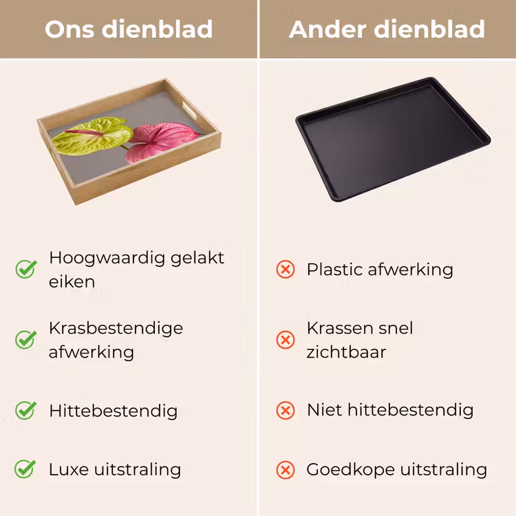 Planten - Anthurium - Groen - Roze Dienblad Rechthoek middel -USP_VergelijkingNL