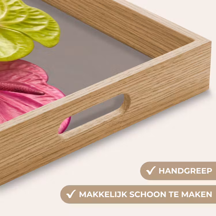 Planten - Anthurium - Groen - Roze Dienblad Rechthoek middel -USP_HandgreepNL
