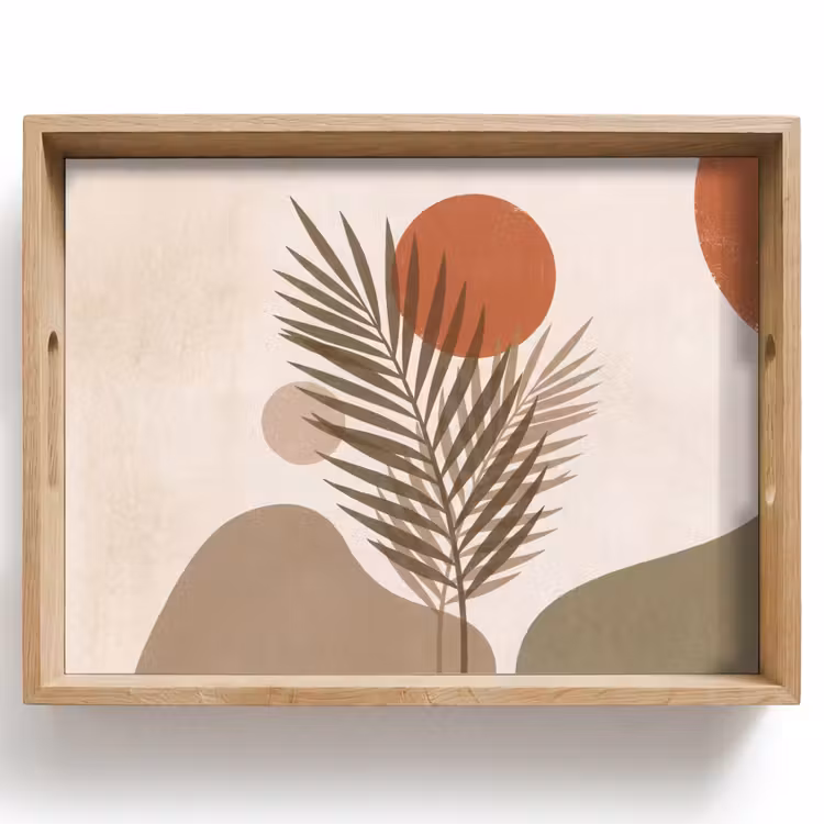 Planten - Bladeren - Abstract - Modern - Beige Dienblad Rechthoek middel -z3d_shopping