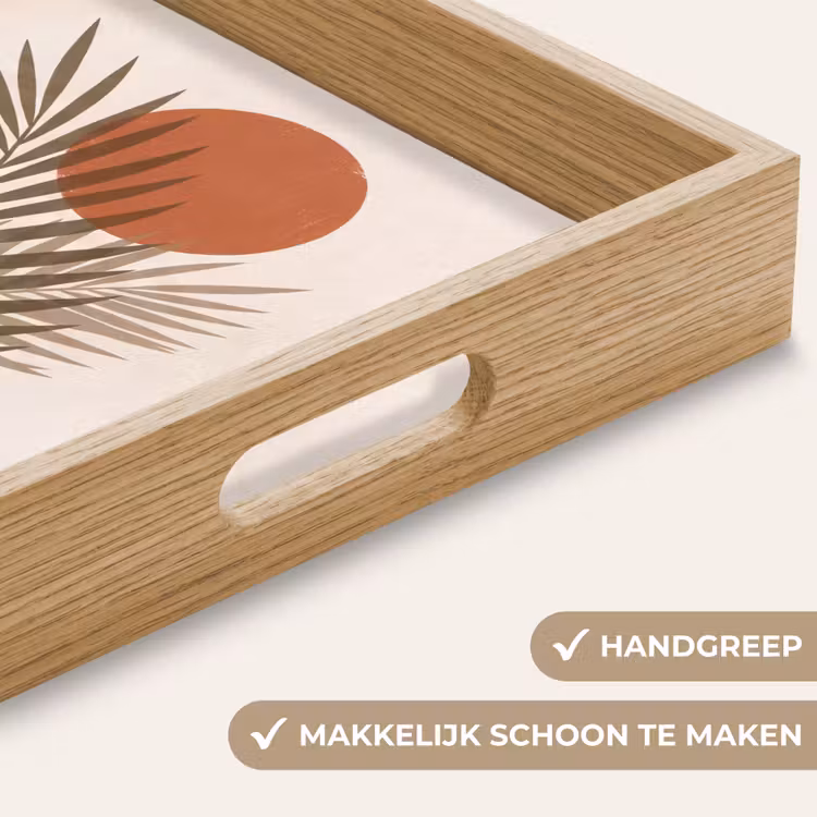 Planten - Bladeren - Abstract - Modern - Beige Dienblad Rechthoek middel -USP_HandgreepNL