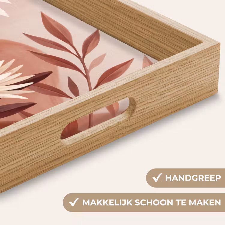 Planten - Bladeren - Botanisch - Modern - Bruin Dienblad Rechthoek middel -USP_HandgreepNL