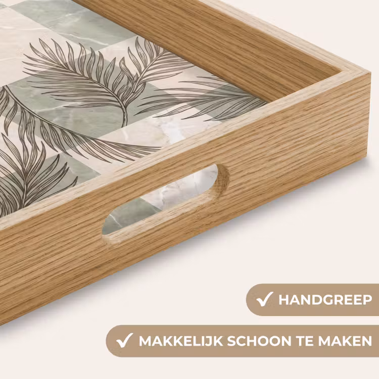 Planten - Bladeren - Marmer - Modern - Groen Dienblad Rechthoek middel -USP_HandgreepNL
