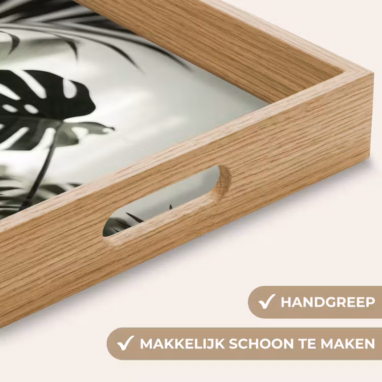 Planten - Bladeren - Natuur - Minimalistisch - Groen Dienblad Rechthoek middel -USP_HandgreepNL