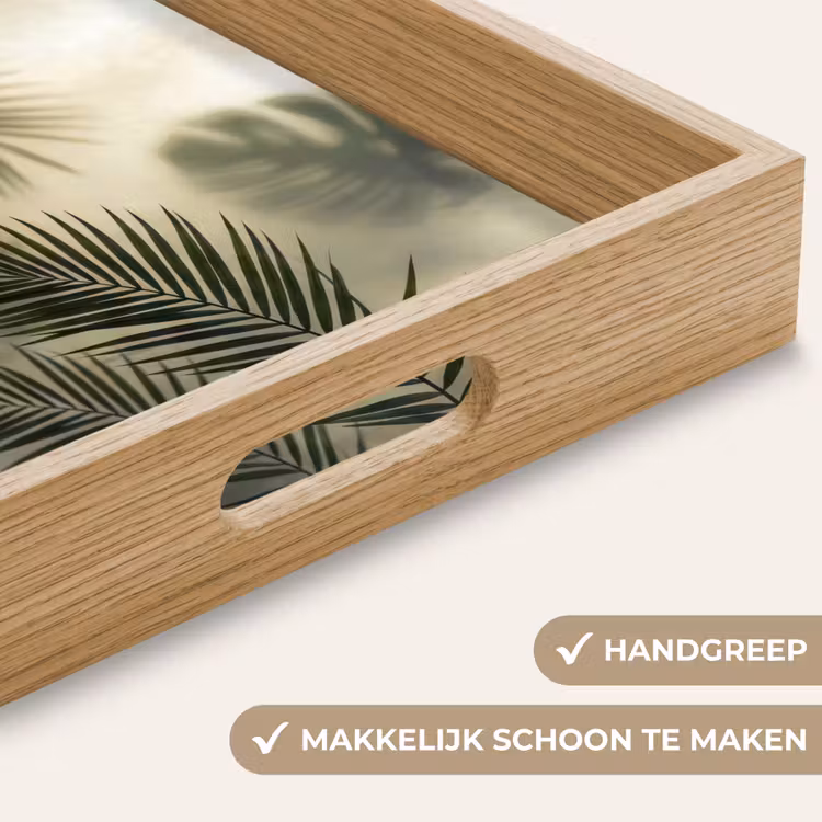 Planten - Bladeren - Schaduwen - Groen - Modern Dienblad Rechthoek middel -USP_HandgreepNL