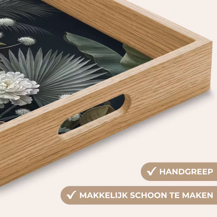 Planten - Tropisch - Botanisch - Donker - Groen Dienblad Rechthoek middel -USP_HandgreepNL