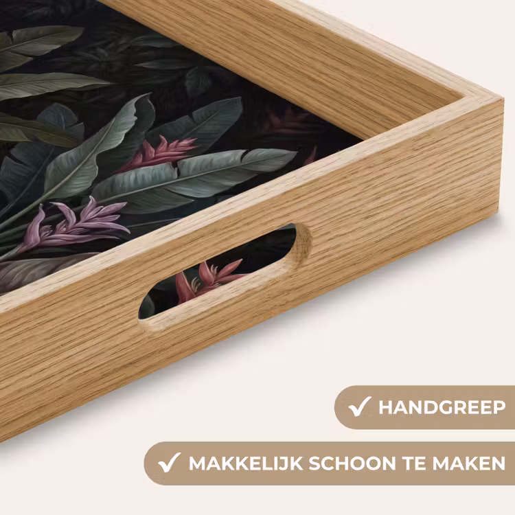 Planten - Tropisch - Jungle - Donker - Natuur Dienblad Rechthoek middel -USP_HandgreepNL