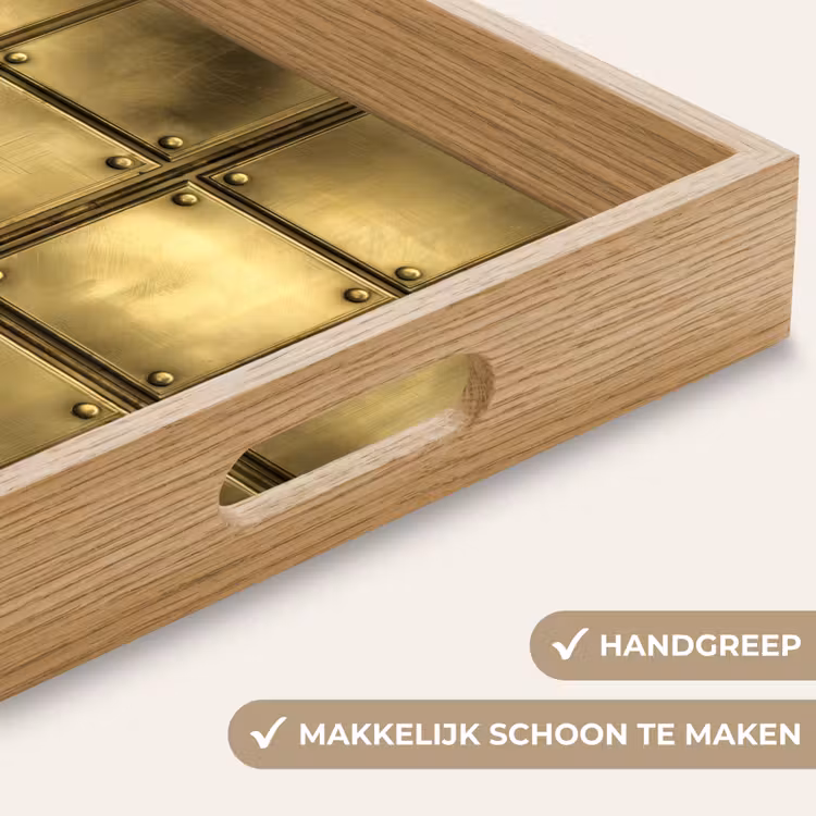 Platen - Industrieel - Stoer - Goud Dienblad Rechthoek middel 911 -USP_HandgreepNL