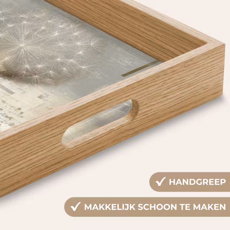 Pluis - Vrouw - Beige Dienblad Rechthoek middel -USP_HandgreepNL