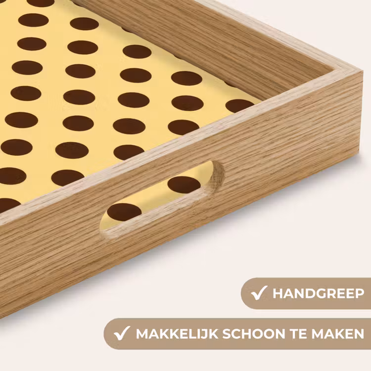 Polka Dot - Stippen - Retro - Geel - Bruin Dienblad Rechthoek middel 911 -USP_HandgreepNL