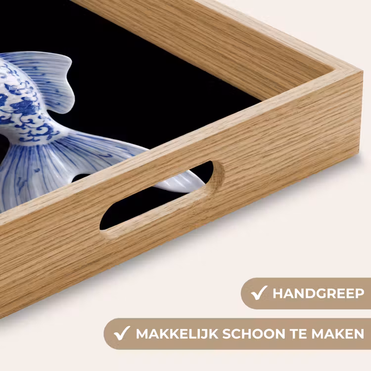 Porselein - Goudvis - Delfts - Blauw Dienblad Rechthoek middel -USP_HandgreepNL