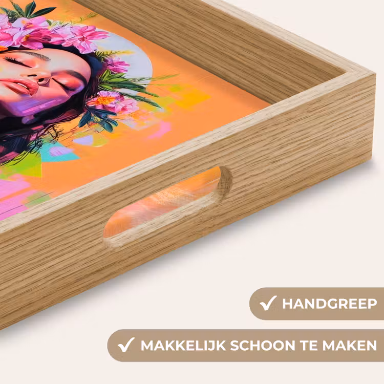 Portret - Bloemenkroon - Vrouw Dienblad Rechthoek middel -USP_HandgreepNL