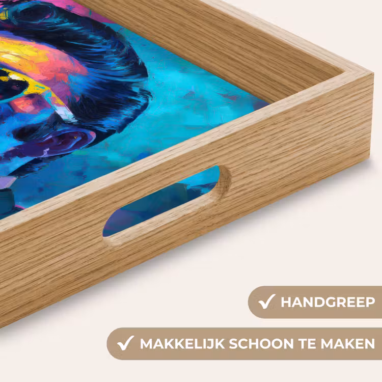 Portret - Sigaret - Kleurrijk - Bril Dienblad Rechthoek middel -USP_HandgreepNL