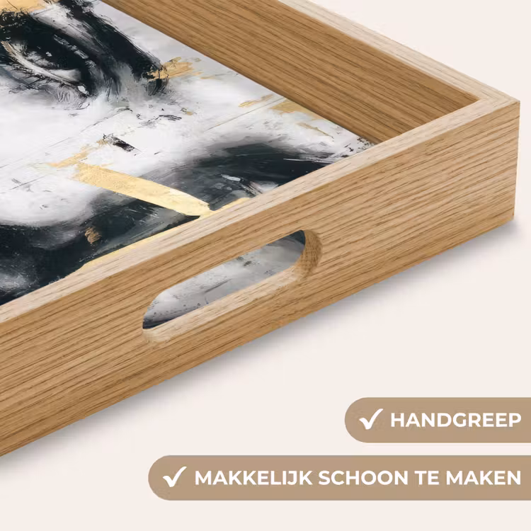Portret - Vrouw - Penseelstreken - Goud Dienblad Rechthoek middel -USP_HandgreepNL