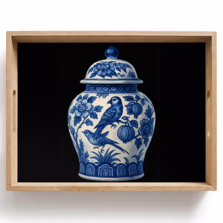 Pot - Delfts Blauw - Bloemen Dienblad Rechthoek middel -z3d_shopping