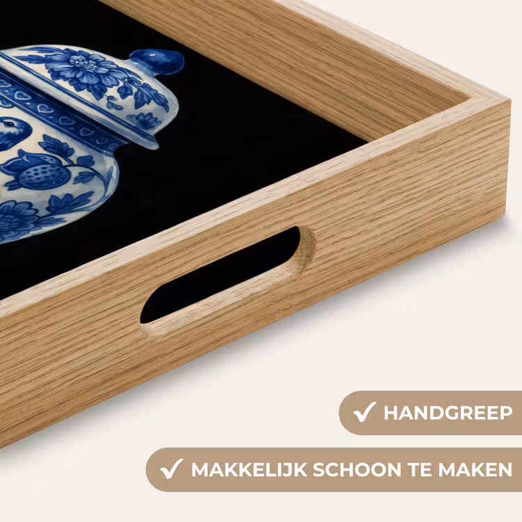 Pot - Delfts Blauw - Bloemen Dienblad Rechthoek middel -USP_HandgreepNL