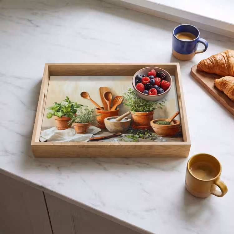 Potten - Kruiden - Hout Dienblad Rechthoek middel -sfeer2
