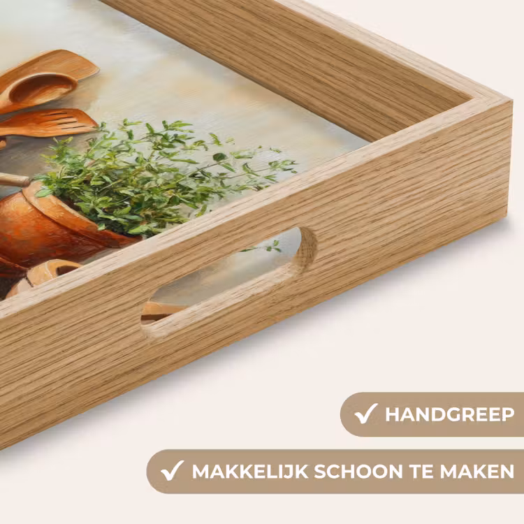 Potten - Kruiden - Hout Dienblad Rechthoek middel -USP_HandgreepNL