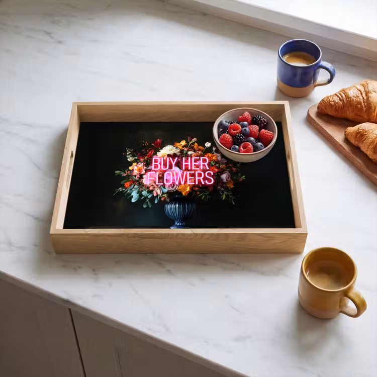 Quote - Bloemen - Vaas - Neon Dienblad Rechthoek middel -sfeer2