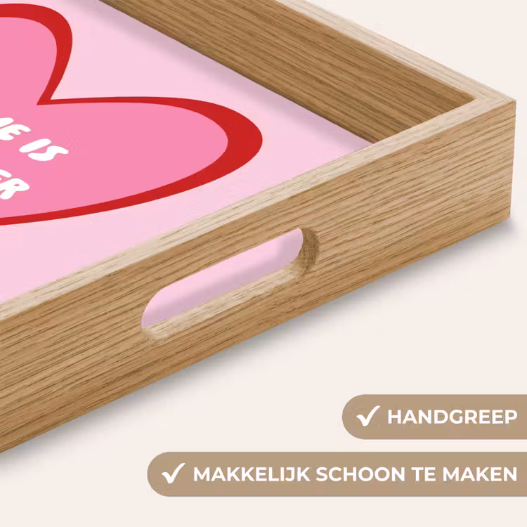 Quote - Moeder - Roze Dienblad Rechthoek middel -USP_HandgreepNL