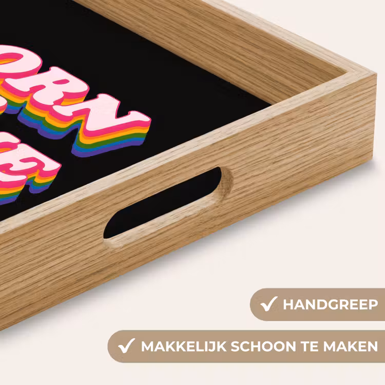 Quote - Regenboog - Roze - Zwart Dienblad Rechthoek middel -USP_HandgreepNL