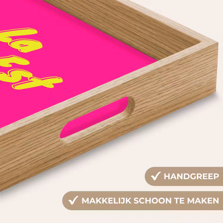 Quote - Retro - Roze Dienblad Rechthoek middel -USP_HandgreepNL