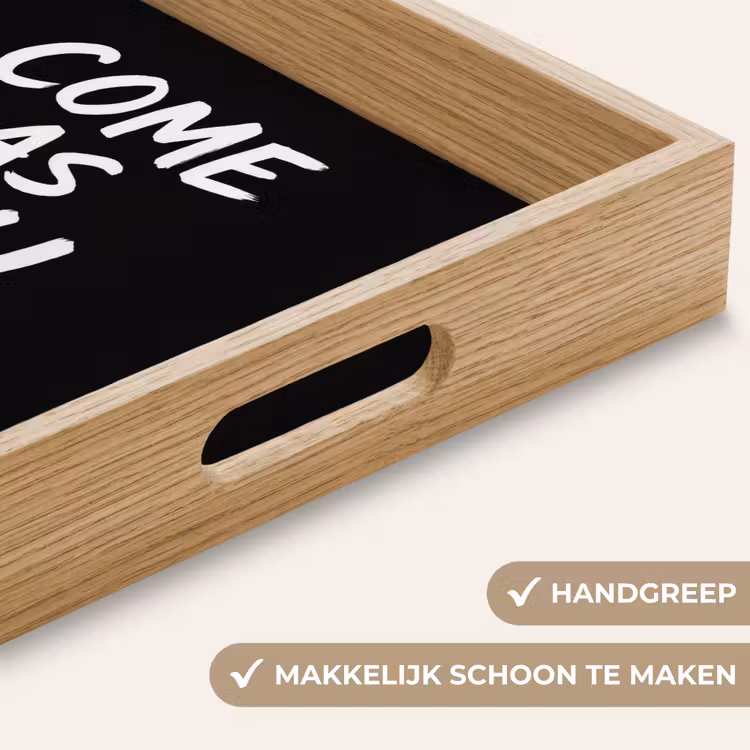 Quote - Zwart - Simpel Dienblad Rechthoek middel -USP_HandgreepNL