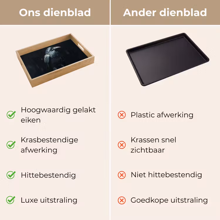 Raaf - Vogels - Zwart Dienblad Rechthoek middel -USP_VergelijkingNL