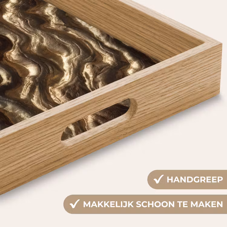 Reliëf - Golven - Abstract - Bronsgoud Dienblad Rechthoek middel 911 -USP_HandgreepNL