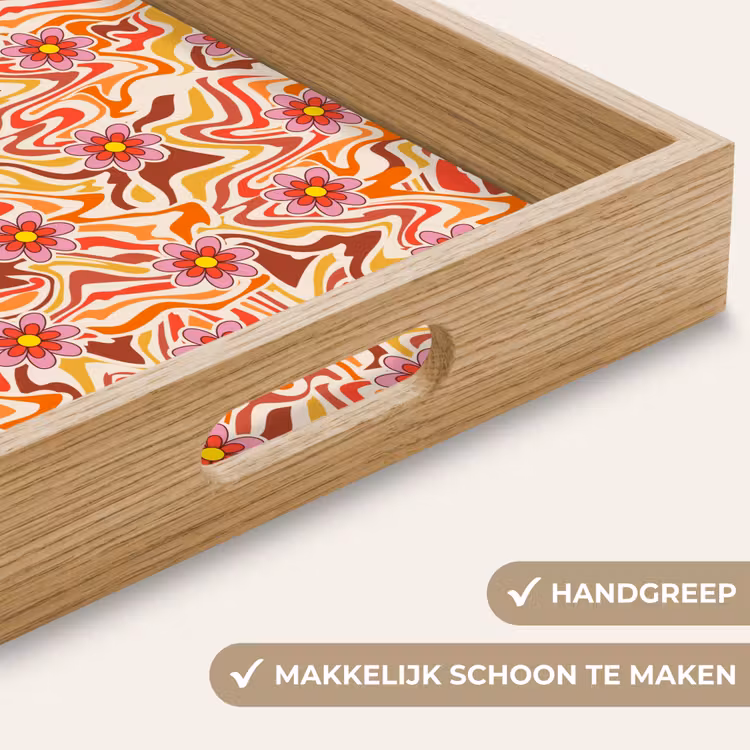 Retro - Bloemen - Patroon Dienblad Rechthoek middel 911 -USP_HandgreepNL