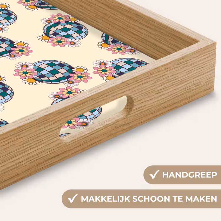 Retro - Disco - Bloemen - Discobal Dienblad Rechthoek middel 911 -USP_HandgreepNL