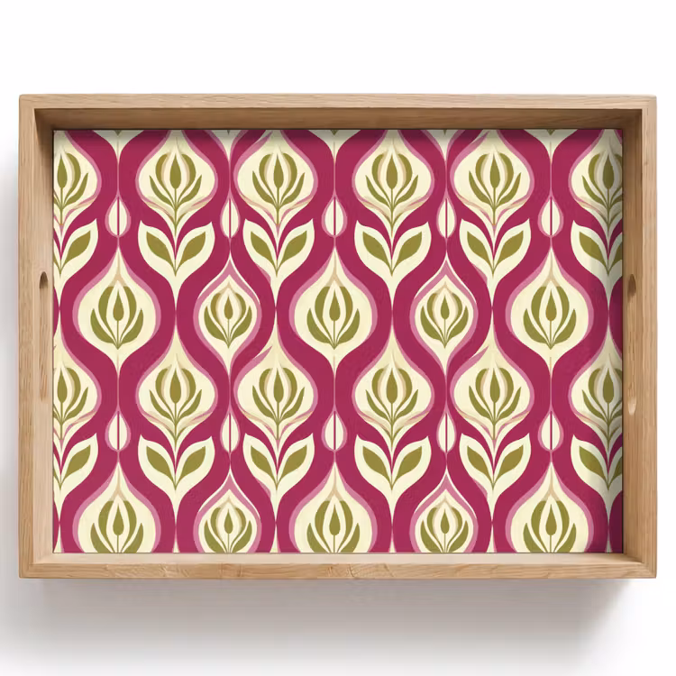 Retro - Floraal - Paars Dienblad Rechthoek middel 911 -z3d_shopping