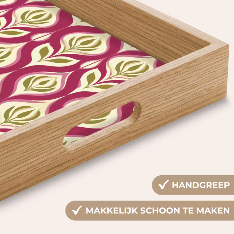 Retro - Floraal - Paars Dienblad Rechthoek middel 911 -USP_HandgreepNL