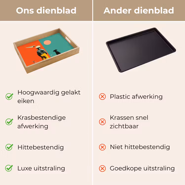 Retro - Jongen - Hond - Rood - Groen Dienblad Rechthoek middel -USP_VergelijkingNL