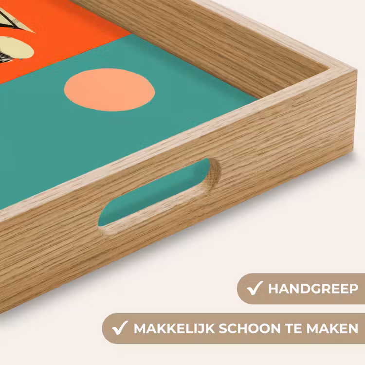 Retro - Jongen - Hond - Rood - Groen Dienblad Rechthoek middel -USP_HandgreepNL