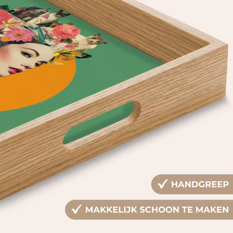 Retro - Vrouw - Stad - Zon Dienblad Rechthoek middel -USP_HandgreepNL