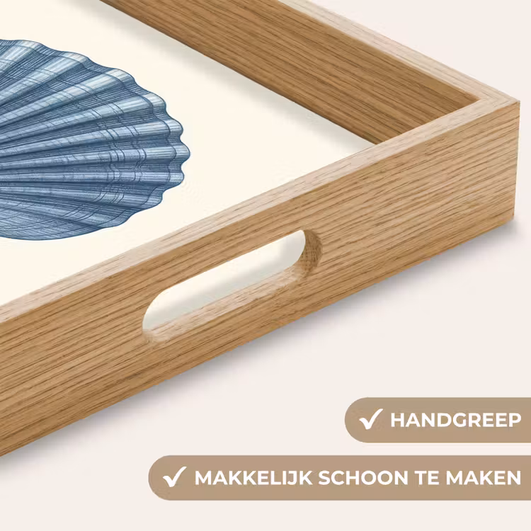 Ribbels - Blauw - Schelp Dienblad Rechthoek middel -USP_HandgreepNL