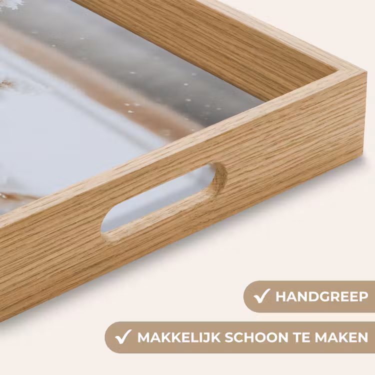 Riet - Meer - Winter - Natuur - Sneeuw - Beige Dienblad Rechthoek middel -USP_HandgreepNL
