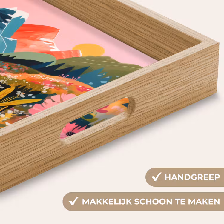 Rivier - Diepte - Bloemen Dienblad Rechthoek middel -USP_HandgreepNL