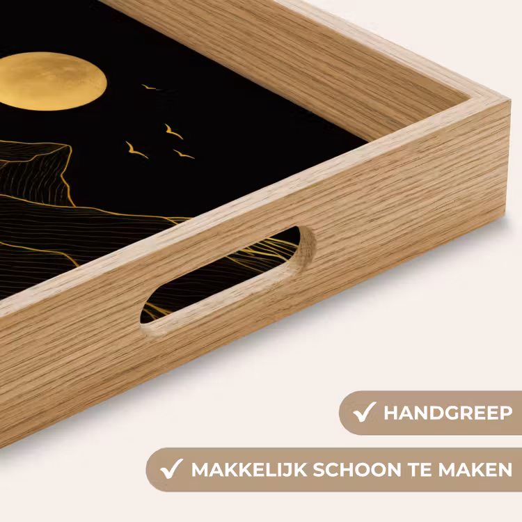 Rivier - Goud - Maan - Vogels Dienblad Rechthoek middel -USP_HandgreepNL