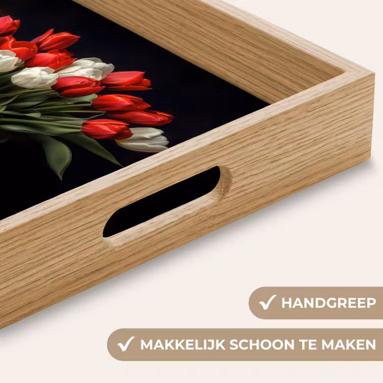 Rode - Bloemen - Tulpen - Vaas Dienblad Rechthoek middel -USP_HandgreepNL