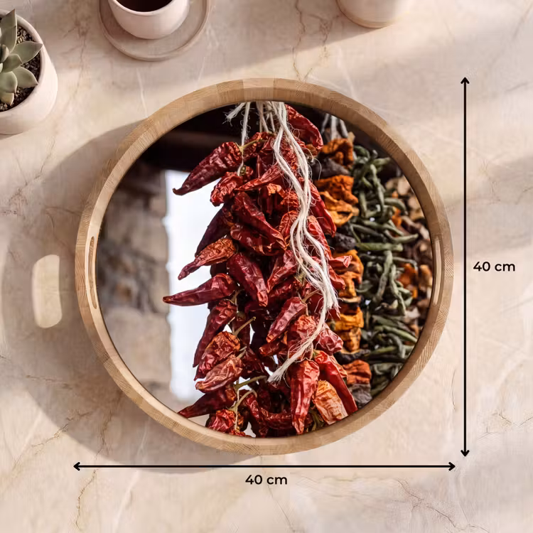 Dienblad - Rode pepers - Eten - Rode pepers - Eten Dienblad Rond middel