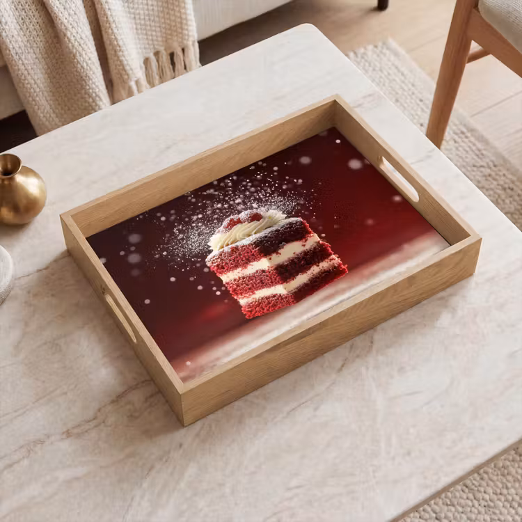 Rode - Velvet - Taart - Eten Dienblad Rechthoek middel -sfeer1