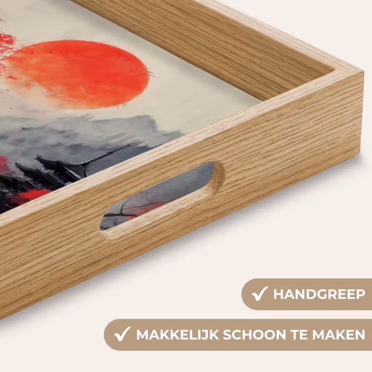 Rode zon - Rivier - brug - Bomen Dienblad Rechthoek middel -USP_HandgreepNL
