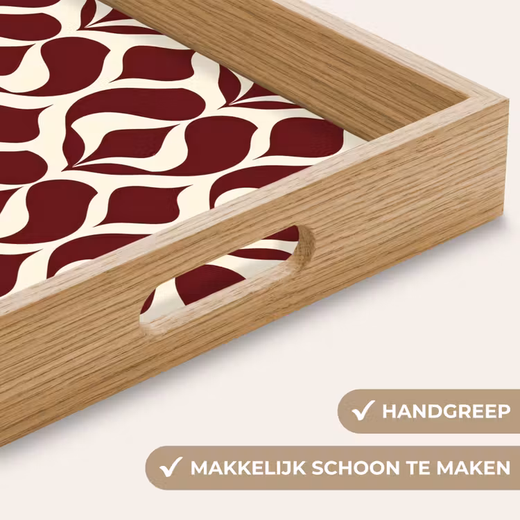 Rood - Druppelpatroon - Grafisch Dienblad Rechthoek middel 911 -USP_HandgreepNL