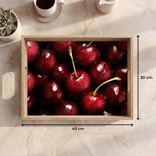 Rood - Fruit - Kersen Dienblad Rechthoek middel -USP_Formaat