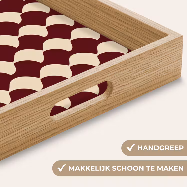 Rood - Tegelpatroon - Crème Dienblad Rechthoek middel 911 -USP_HandgreepNL