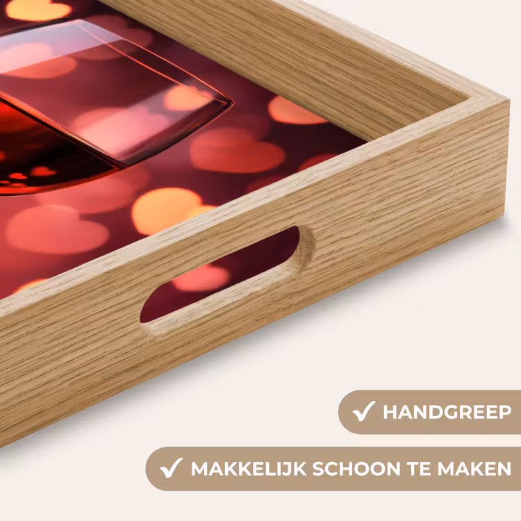 Rood - Wijn - Hartjes Dienblad Rechthoek middel -USP_HandgreepNL