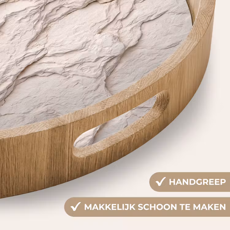 Rots - Structuur - Natuur - Beige - Abstract Dienblad Rond middel -USP_HandgreepNL